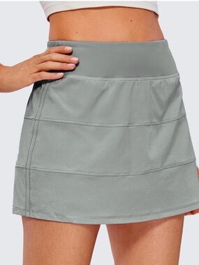 CRZ Yoga Tennis Skirt | Size 14 | Light Gray Athletic Skort High Waisted | NWT |